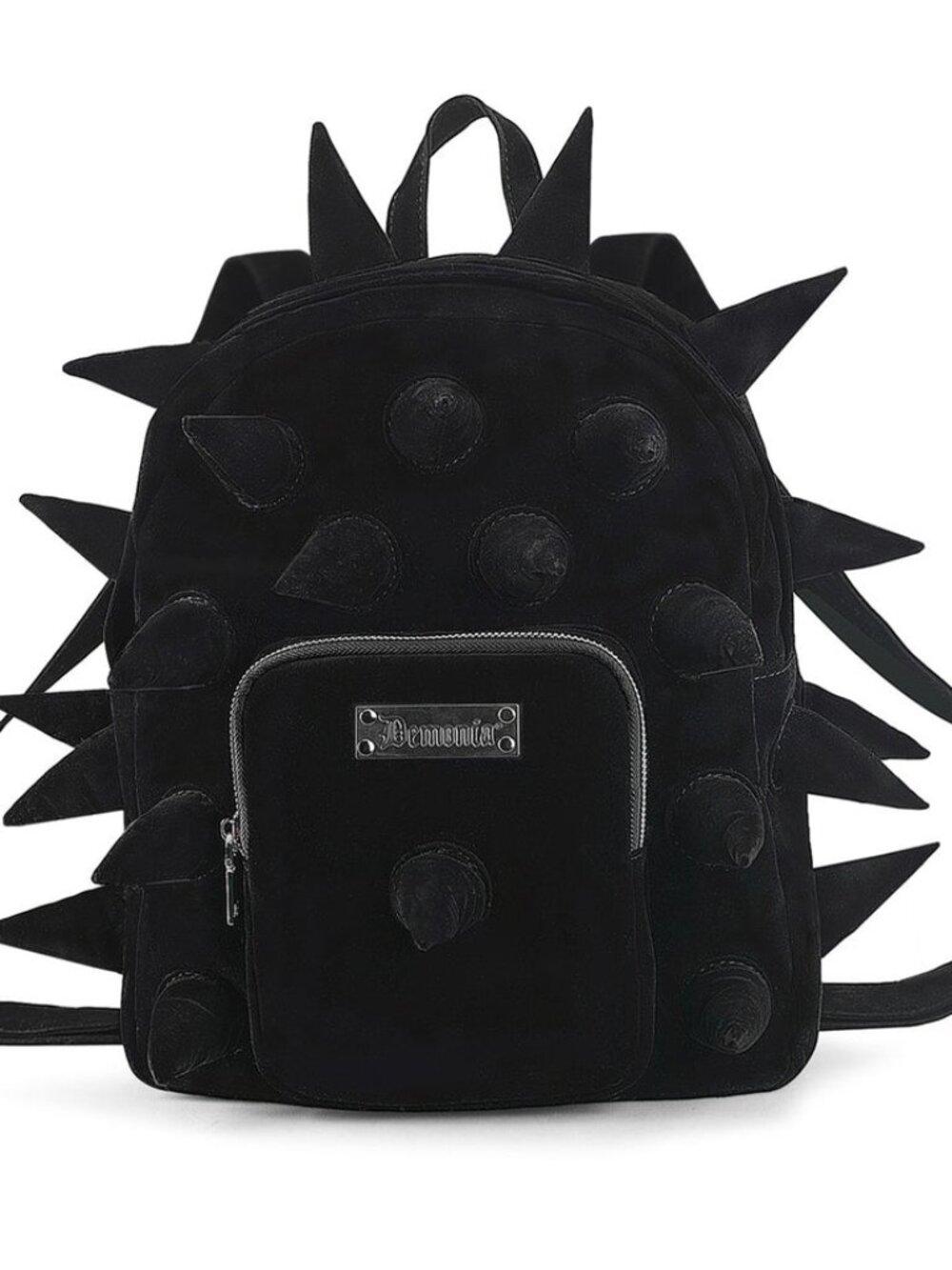 Demonia Black Velvet Spiked Mini Backpack Soft Cone Spikes Pocket Goth Punk NEW